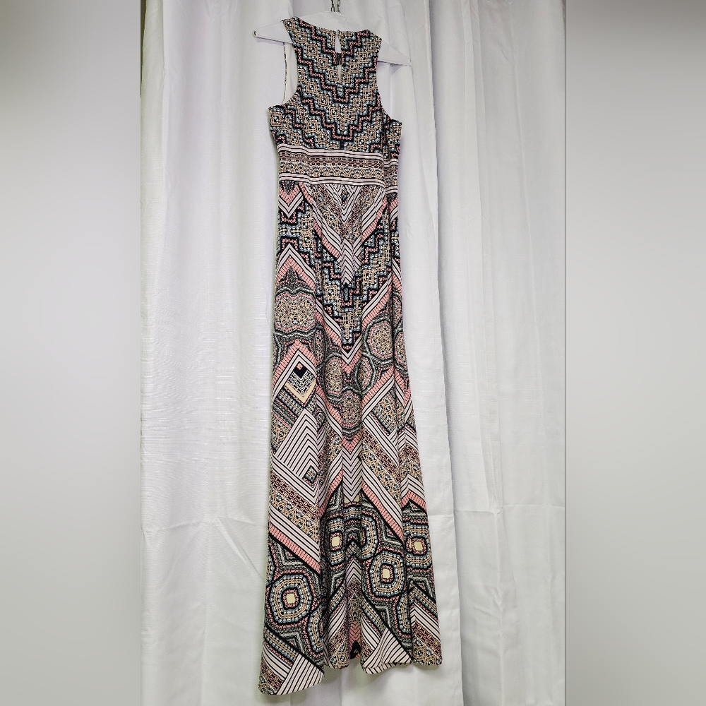 London Times Maxi Dress - Beautiful Pink Multicolored - Size 10